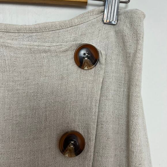 Altar’d State Linen Button Front High Waist Mini Skirt in Natural Oat L - Picture 3 of 9